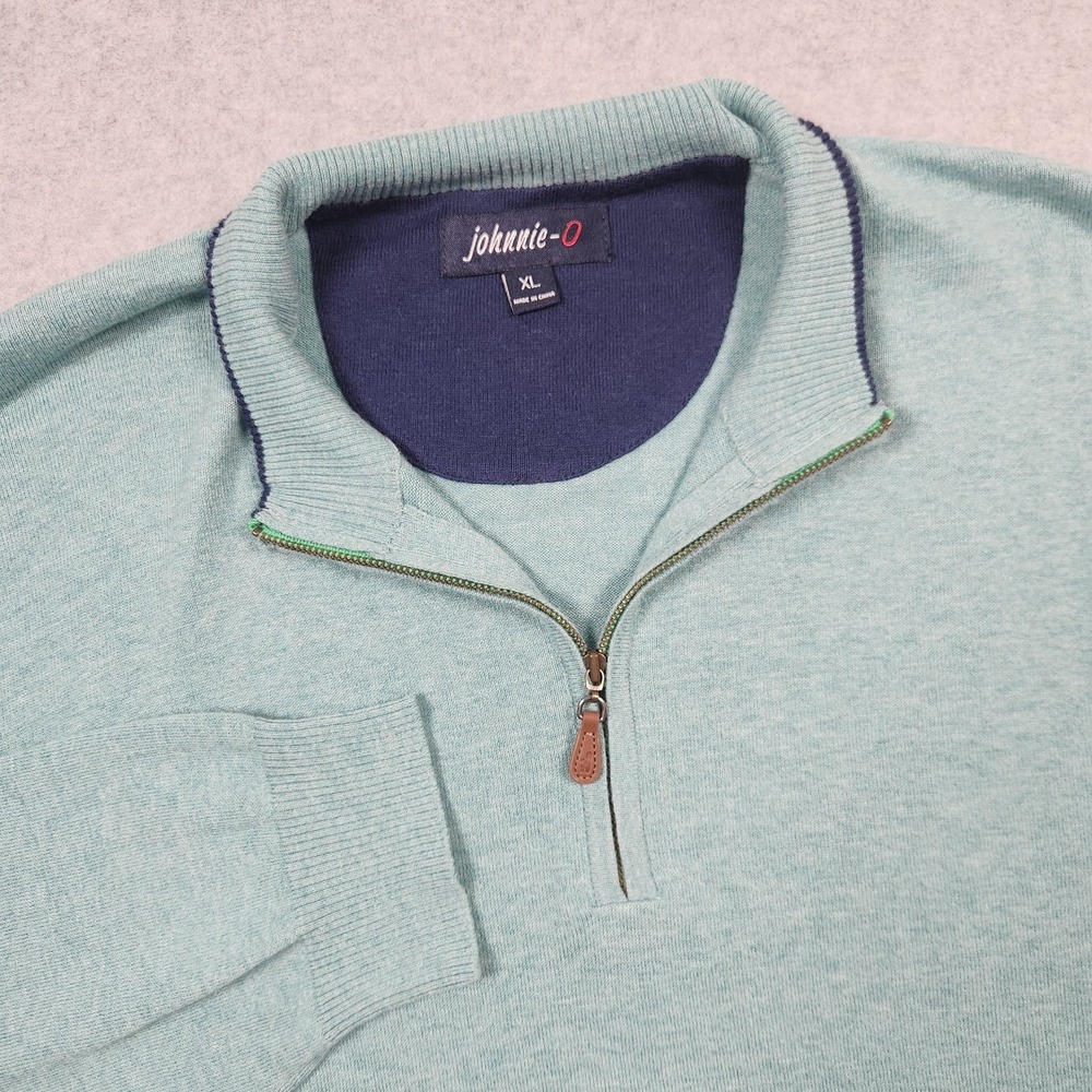 Johnnie-O Sweater Men's XL Green Pullover Bailey 1/4 Zip Golf Performance Silk